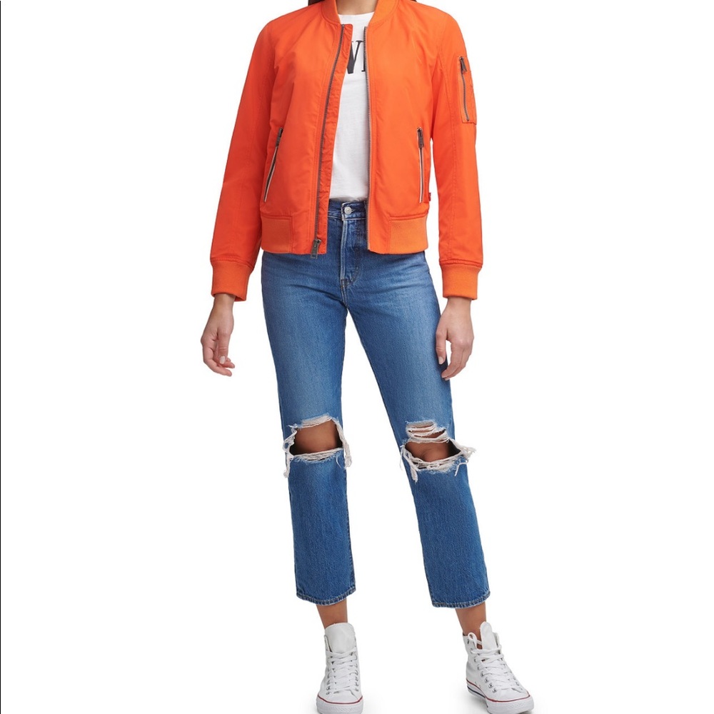 NWT - Levi’s woman’s Bomber jacket in color “cherry tomato” size XL
